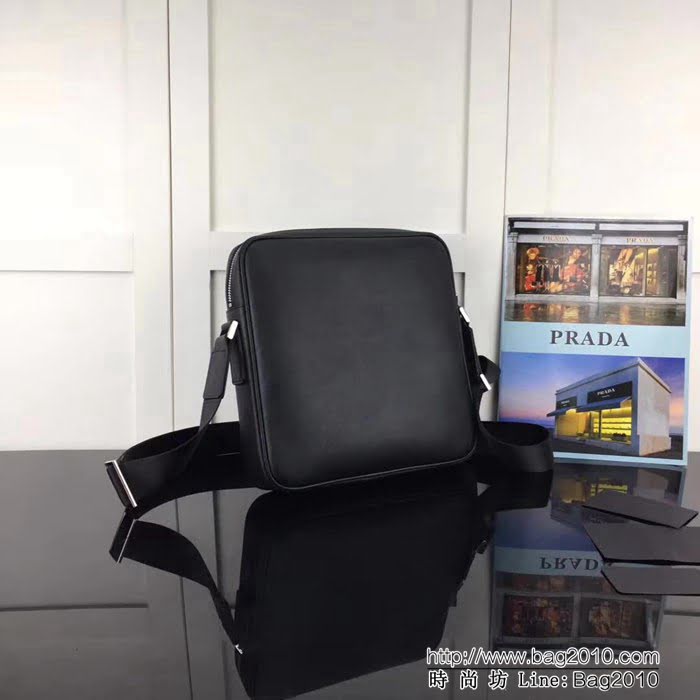 普拉達PRADA原單 P家新款專櫃品質 2VE362原廠十字紋牛皮男士單肩斜挎包 PHY1594